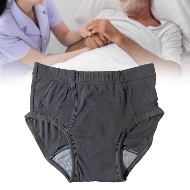 Couche pour Hommes Lavable Confortable Imperméable Incontinence Adultes Couche Personnes Âgées Réutilisable Anti-Fuite Respirante L Gris