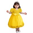 thumbnail image 1 of Robe Mi-Mollet à Manches Courtes et Col Rond, Tenue Formelle pour Enfants Incluant de Longues Robes Florales, Robes de Princesse, Robes à Fleurs pour Enfants, Robes de Mariage, Etc., 1 of 7