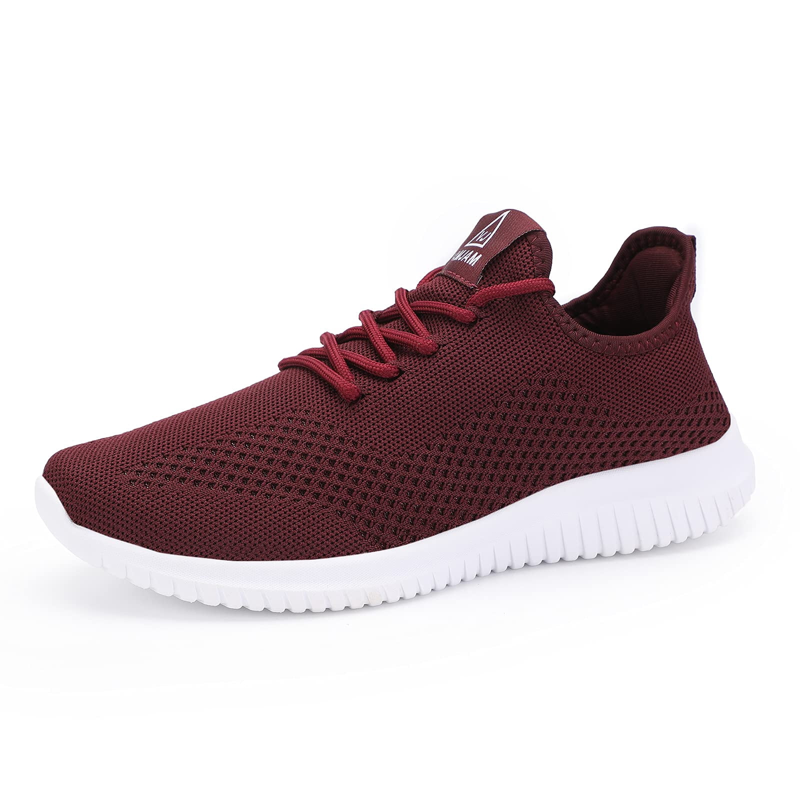 VAMJAM Men's Running Shoes Ultra Lightweight Breathable Walking Shoes Non Slip Athletic Fashion Sneakers Mesh Workout Casual Sports Shoes Burgundy Size 12