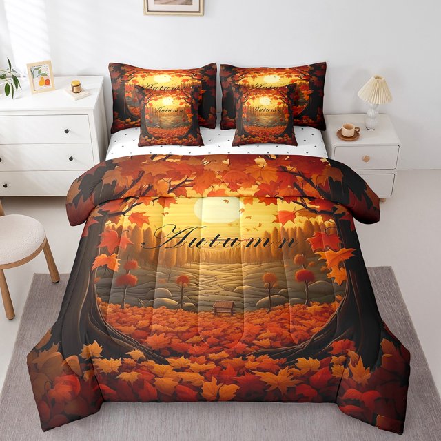 YST Autumn Harvest Comforter Set, Bohemian Style Bed Set, Full (7 Count)
