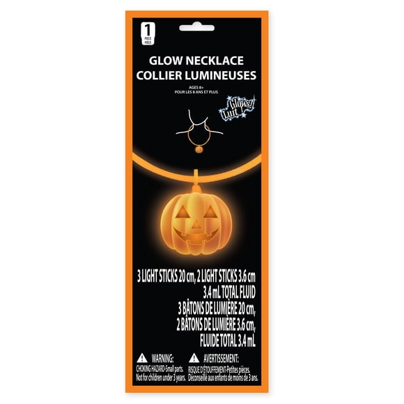 Étiquette fournisseur, Collier lumineux pour fête d'Halloween, 1 pièce, citrouille orange