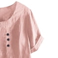 thumbnail image 4 of Leutsin Womens Plus Size O-Neck Short Sleeve Print Buttons Cotton Linen Vintage Tops, 4 of 4