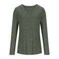 thumbnail image 3 of Timegard Hauts pour Femmes Blouse à Col en V à Manches Longues T-Shirt Basique Uni Automne Décontracté Confortable Tunique Hauts, 3 of 5