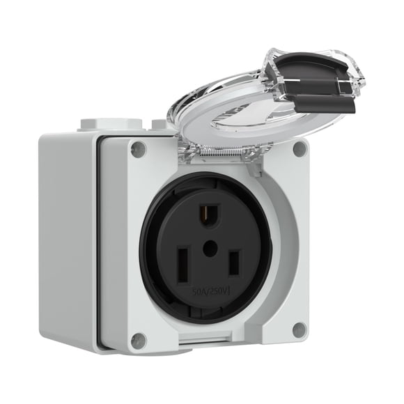 Muelnmey 50Amp Power Outlet Box,250Volt NEMA 6-50R Receptacle Outdoor dustproof and Weatherproof for Electric Vehicles, generators, Welding