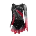thumbnail image 3 of Freebily Robe de Danse Ballet Patinage à Manches Longues pour Filles avec Strass et Blocs de Couleur Bourgogne 8, 3 of 6
