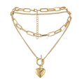 thumbnail image 1 of Joywa Heart-shaped Double-layer Necklace Durable Alloy Plating Multilayer Necklace 1 pack, 1 of 8