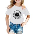 thumbnail image 2 of PMVFHDE T-Shirt Graphique pour Enfants à Imprimé Tournesol, Col Rond, Manches Courtes, Haut Décontracté, Tee pour Fille, 3-Blanc, 11-12 Ans, 2 of 4