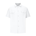 thumbnail image 4 of cfhntfmh Short Sleeve Shirts for Men Button down Summer Casual Collared V Neck Tops Solid Color Beach Blouses, 4 of 5