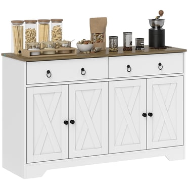 HOMCOM Sideboard Buffet Cabinet, Kitchen Cabinet with 2 Drawers, White