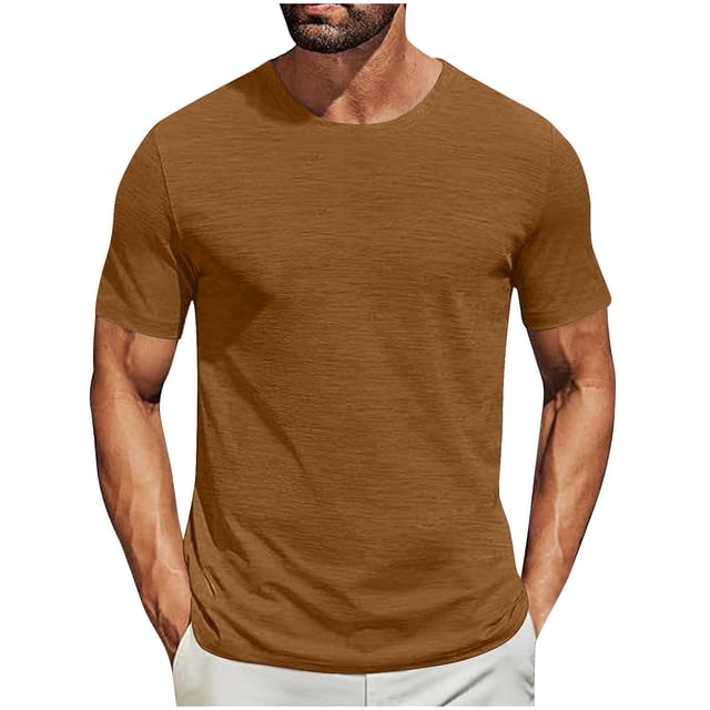 Besolor T-Shirt d'Été pour Homme à Manches Courtes, Col Rond Classique, T-Shirts Décontractés, Couleur Unie, Hauts Basiques