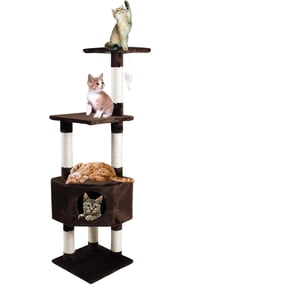 51" Condo Cat Tree pour chats, Tour Cat multi-niveaux avec postes de scratching Sisal, Maison Cat & Perches brunes