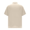 thumbnail image 4 of Kaemgyyd Mens Button down Shirt Lightweight Summer Beach Vacation Tops Casual Loose Textured Solid Color Half Sleeve Tee, 4 of 5