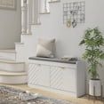 thumbnail image 2 of HOMCOM Shoe Bench with 2 Flip Drawers, Cushion, 8 Pairs for Entryway White, 2 of 10