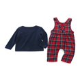 thumbnail image 4 of Boys‘ Fall Fashion  Solid Color Tops and Plaid Suspender Pants Overalls, 4 of 9