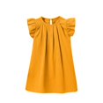 thumbnail image 3 of Milgrthf Robe d'Été Mini à Manches Volantées pour Filles, Ample, Plissée, Mignonne, Ligne A, Évasée, Col Ras du Cou, Robes de Plage pour 0-6 Ans, Jaune, 1 An, 3 of 4