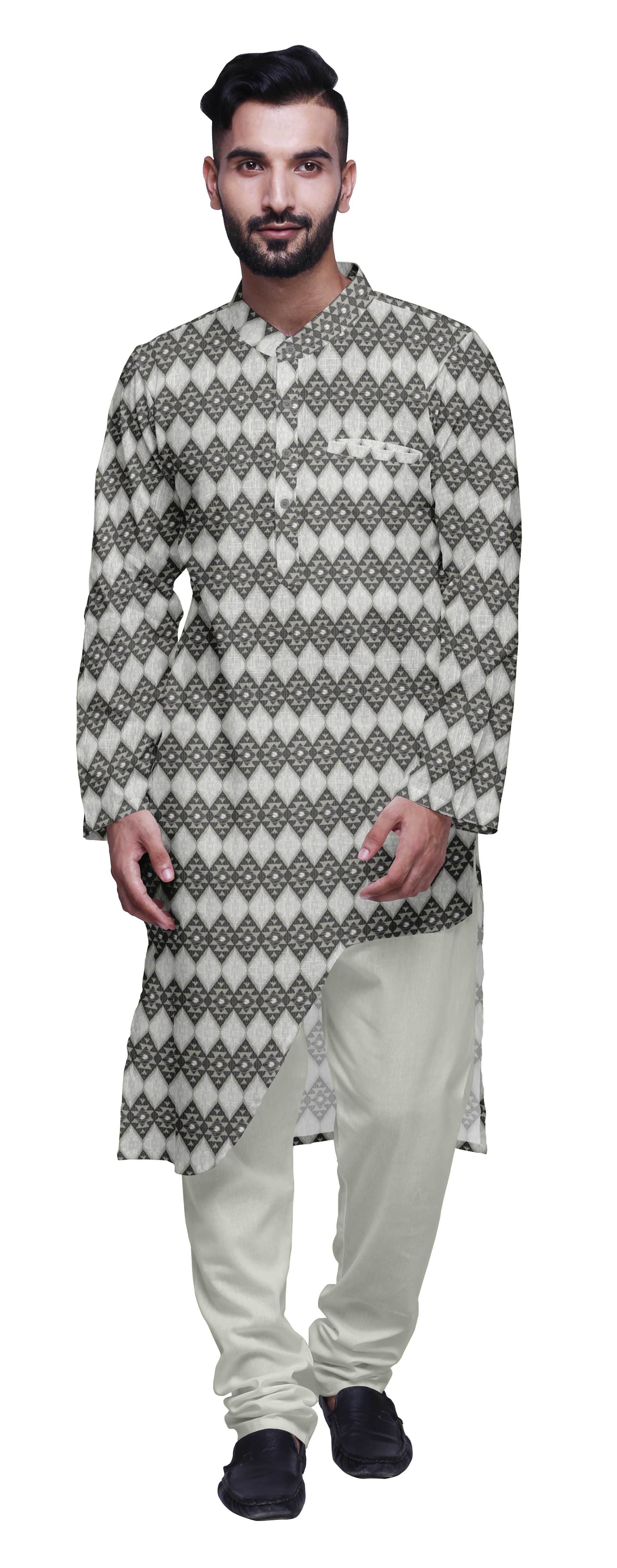 Atasi Designer Kurta Set For Boys Printed Long Kurta Pajama Summer Clothing