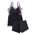 thumbnail image 3 of UPPADA Women Tankini Swimsuits Set Two Piece Tummy Control Bathing Suit Racerback Flowy Swimwear Swim Dress with Bra Skirted Bathing Suit Modest Swimwear with Shorts on Clearance Black,XXL, 3 of 6