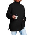 thumbnail image 1 of Autumn and Winter High Neck Oversized Turtleneck Split Long Sleeve High Neck Rib Knitted Sweater for Women, 1 of 6