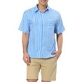 thumbnail image 1 of INSPIRE CHIC Men's Shirts Short Sleeve Summer Cotton Patchwork Button Down Shirts S Blue White, 1 of 5