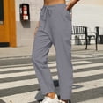 thumbnail image 2 of VEKDONE Womens Linen Long Pants Gray L, 2 of 7