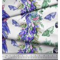 thumbnail image 2 of Soimoi Purple Poly Georgette Fabric Floral,Insect & Parrot Bird Decor Fabric Printed BTY 42 Inch Wide, 2 of 3