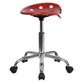 thumbnail image 3 of Vibrant Wine Red Tractor Seat and Chrome Stool, 3 of 9