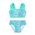 thumbnail image 3 of Sxiwei Little Gilrs Two Pieces Fish Scales Tankini Swimsuits Ruffle Top Bottoms Bathing Suit Green 5, 3 of 6