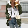 thumbnail image 1 of EGNMCR Womens Winter Fuzzy Fleece Jacket Hooded Color Block Patchwork Cardigan Zipper Pullover Coats Outerwear with Pockets, 1 of 5