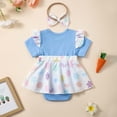 thumbnail image 3 of MIASHUI Robe Barboteuse pour Bébé Fille à Manches Courtes, Justaucorps à Volants, Ourlet de Jupe, Tenue, Bleu, 12-18 Mois, 3 of 4