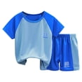 thumbnail image 1 of MIASHUI Boys Loose Athletic Short Sleeve Shirt and Active Mesh Shorts Set,Blue,5-6 Years, 1 of 3