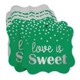 thumbnail image 3 of Inkdotpot Real Silver Foil Love Is Sweet Wedding Tags Favor Bracket Shape Hang Pack Of 50 Paper Tags, 3 of 6