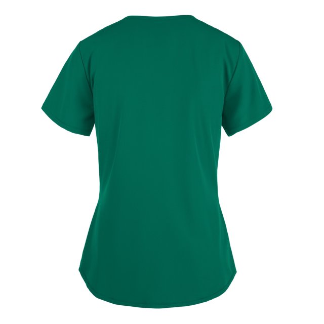 Heliisoer Women Short Tops Working Sleeve V-neck Uniform Solid Color Pocket Blouse