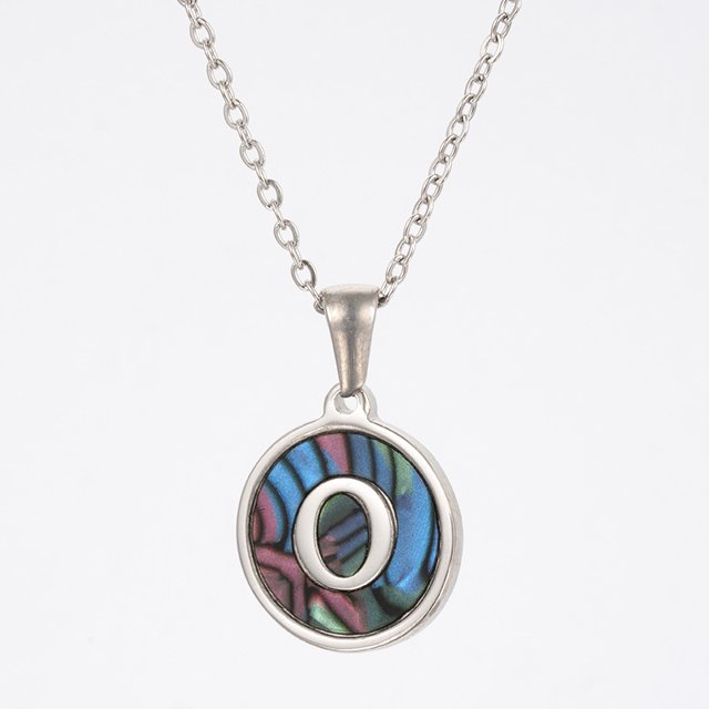 Colliers, Collier Lettre Coquille Mignonne pour Filles, Pendentifs Pièce pour Filles en Acier Inoxydable Colliers Initiale pour Femmes Bijoux Rond