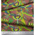 thumbnail image 2 of Soimoi Modal Satin Fabric Branches,Parrot & Leopard Jungle Printed Fabric 1 Yard 42 Inch Wide, 2 of 3