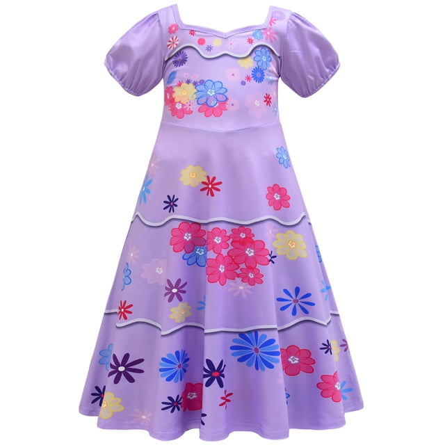 HAWEE Enfants Encanto Mirabel/Luisa Madrigal/Pepa Robe de Princesse Cosplay Filles Manches Courtes Costume