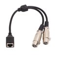 thumbnail image 1 of Câble XLR Double 3 Broches Femelle vers RJ45 Interface Ferme Câble de Signal d'Éclairage de Scène pour Transmission de Signal Sonore 9,8 Po, 1 of 14