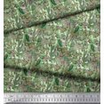 thumbnail image 2 of Soimoi Poly Georgette Fabric Leaves, & Parrot Bird Printed Fabric 1 Yard 52 Inch Wide, 2 of 3
