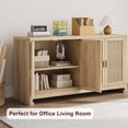 thumbnail image 3 of BeesClover Buffet, Armoire de Rangement d'Accent en Rotin avec 4 Portes et Tablette, Buffet Bahut avec Rangement, 3 of 9