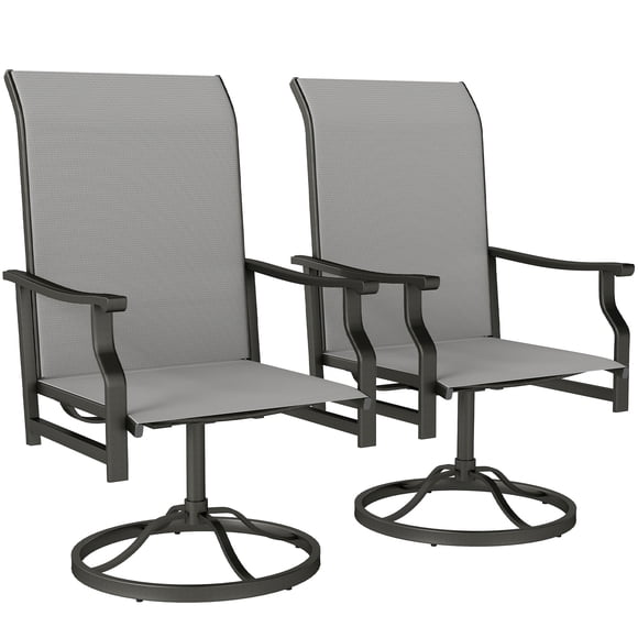 Outsunny Ensemble de 2 Chaises Pivotantes de Patio, Fauteuil Berçant Pivotant à Dossier Haut, Gris