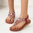 thumbnail image 2 of Kcodviy Ladies Strap Flat Sandals Shower Sandals Women Summer Boho Rhinestone Dress Womens Wedge Sandal Shoes Comfort Open Toe Womens Wide Sandals Elastic Ankle Strap Strapless Sandals Roman Sandals, 2 of 8