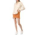 thumbnail image 2 of INSPIRE CHIC Women's 1950s Vintage Long Sleeve Printed Button Down Tops L Beige, 2 of 7