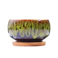 thumbnail image 1 of Circular Glazed Ceramic Planter Set with Unique Kiln-Varied Color Blend for Indoor Display Succulent Garden Display and Home, 1 of 5