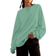 AherBiu Crewneck Sweatshirts Women Oversized Lightweight Casual Loose Long Sleeve Hoodies Fall Winter Fashion Pullover