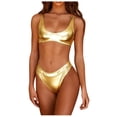 thumbnail image 1 of XZNGL Women Shiny Metallic Two One Piece Swimsuits Bikini Bathing Suit Vest Jumpsuit, 1 of 9