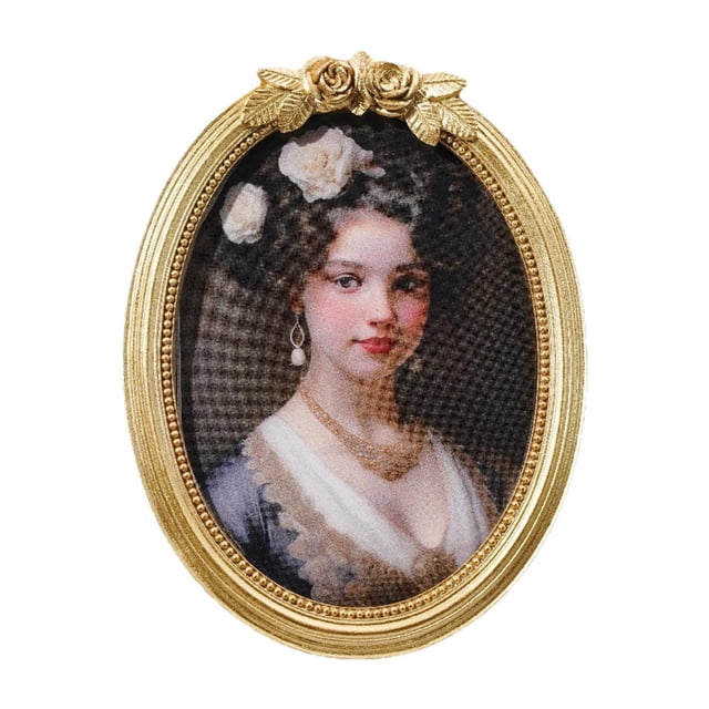 Elodie Retro Design Photo Frame Picture Display Holder Gold Resin Portable Oval Picture 7inch