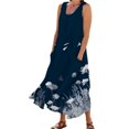 thumbnail image 1 of TJAZFJPA Robe Chic Mode Femme Col Rond Décontractée Imprimé Pissenlit 3D Sans Poignets Poche Longue Robe Débardeur Robe Décontractée Robes Femme Été Robe Bandage, 1 of 6