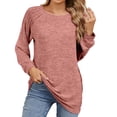 thumbnail image 1 of Timegard Hauts pour Femmes Col Rond Manches Longues T-Shirts de Couleur Unie Chic Décontracté Amples Chauds Hauts Automne, 1 of 7