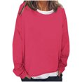 thumbnail image 1 of Timegard Hauts pour Femmes à Épaules Tombantes, Col Ras du Cou, Chandail Ample, Hauts d'Automne Décontractés à Manches Longues, Blouse Confortable, 1 of 5