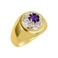 thumbnail image 3 of RYLOS Men's Rings 14K Yellow Gold Designer Gypsy 7MM Round Gemstone & Diamond Ring Amethyst February Birthstone Size 10, 3 of 7