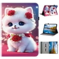 thumbnail image 1 of XYX Case for Samsung Galaxy Tab S10 Plus/S9 FE Plus/S9 Plus 12.4 inch, Colorful Pattern PU Leather Stand Cover, Rose Flower Cat, 1 of 6